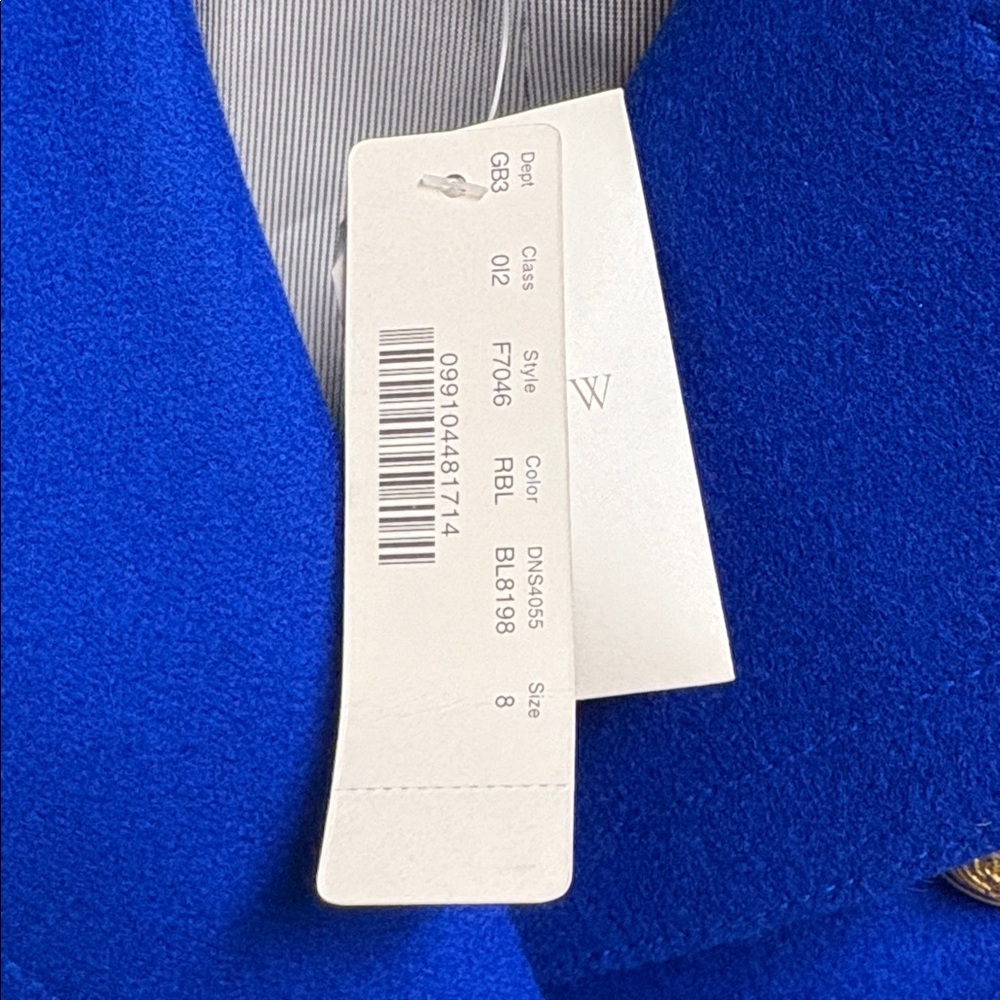 J. Crew Melton Wool Double Breasted Cropped Pea Coat Royal Blue Size 8 NWT - Picture 5 of 8